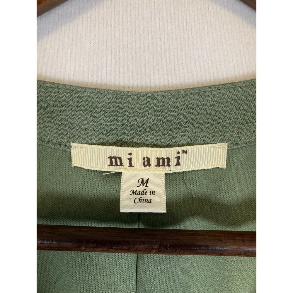 Boho Mi Ami Women Medium Olive Green Embroidered Floral V-Neck Tunic Dress‎ - Picture 3 of 12
